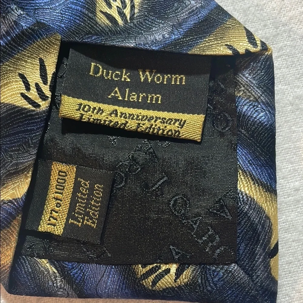 J. Garcia 10th Anniversary Duck Worm Alarm Silk Tie 177 of 1000 Blue Gold